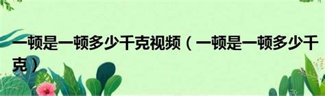 一顿是一顿多少千克